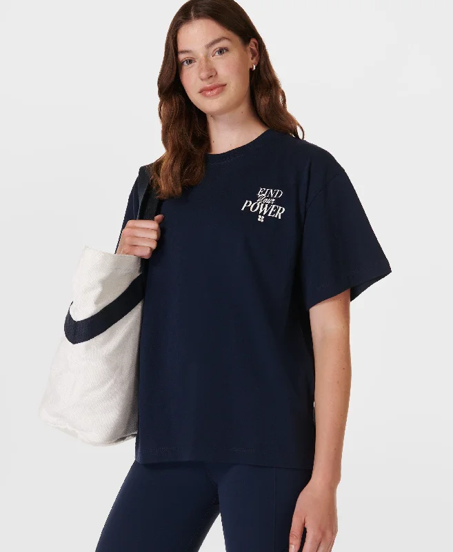 Women's Zipper Detail T-Shirts-Find Your Power T-shirt Sb9836 Navy-Blue