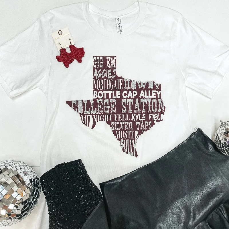 Women's Funny T-Shirts-Aggie Game Day | Game Day in College Station Texas Short Sleeve Tee Shirt in White