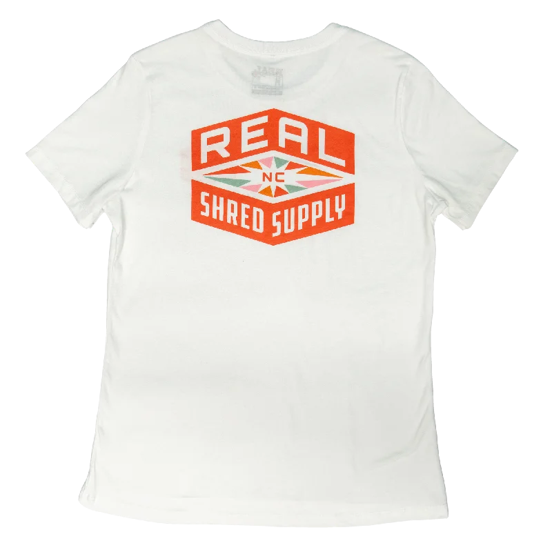 Women's Tagless T-Shirts-REAL Wmn's Shred Supply Tee-White