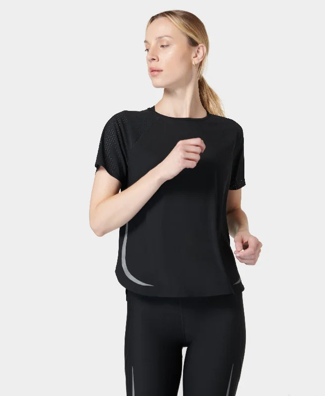 Women's Tagless T-Shirts-Zero Gravity Running T-shirt Sb9314 Black