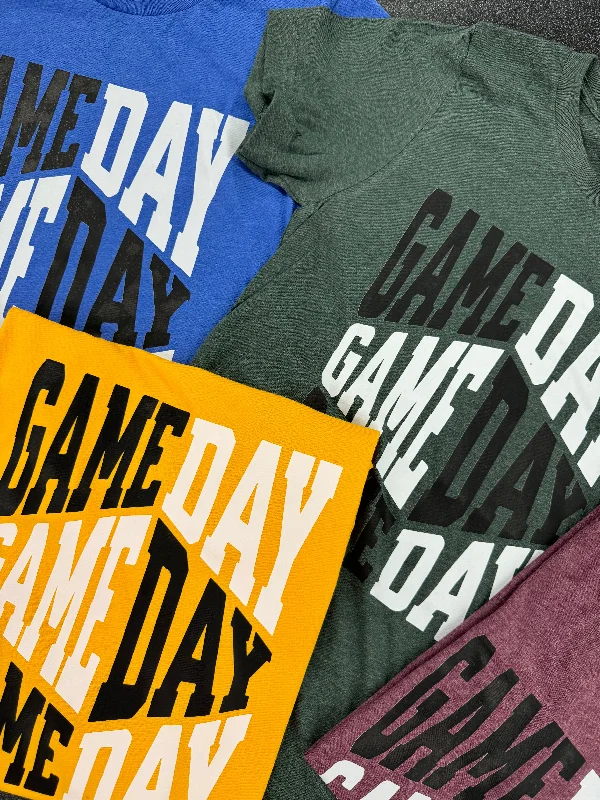 Women's Asymmetrical T-Shirts-GAME DAY GRAPHIC TEE - 4 COLOR OPTIONS