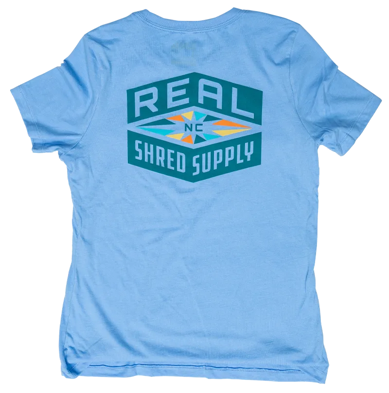 Women's Strappy T-Shirts-REAL Wmn's Shred Supply Tee-Carolina Blue