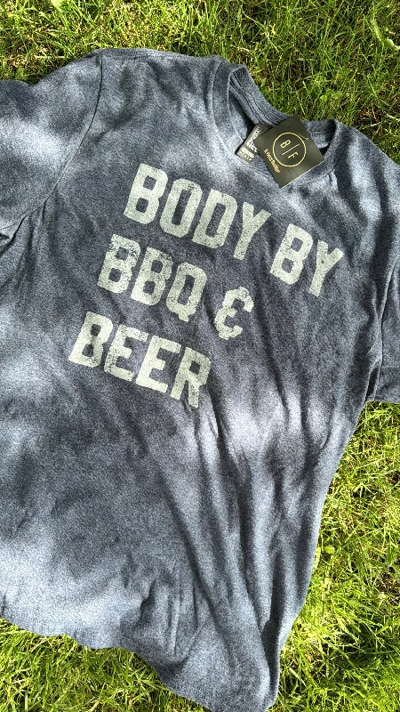 Women's Bow Detail T-Shirts-BODY BY BBQ & BEER MENS GRAPHIC TEE