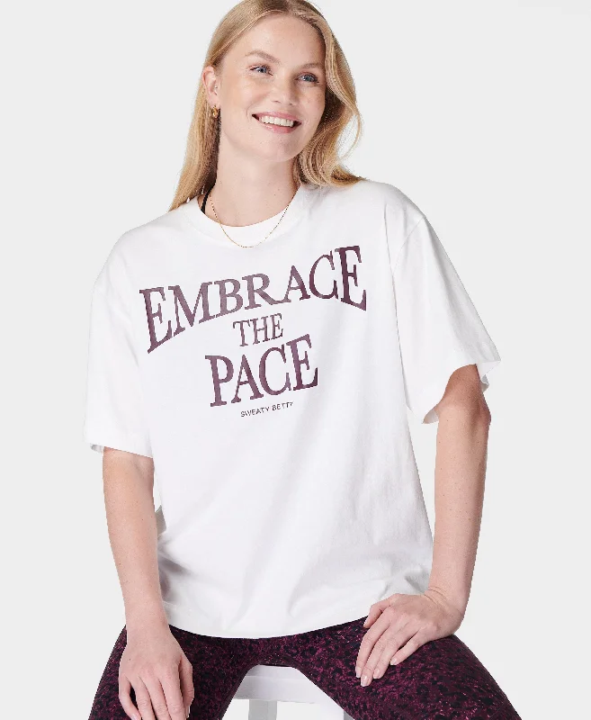 Women's Faux Leather T-Shirts-Embrace The Pace T-shirt Sb9782 White