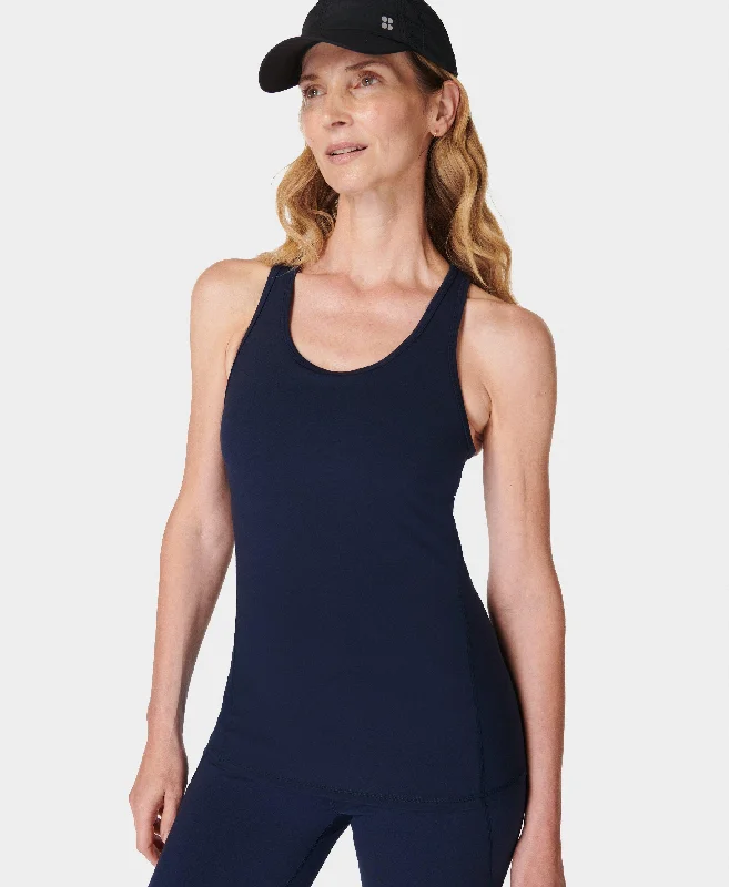 Women's V-Neck T-Shirts-Power Medium Impact Gym Tank Sb9637 Navy-Blue