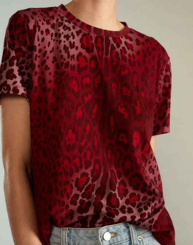 Women's Asymmetrical T-Shirts-Leopard Relax Tee