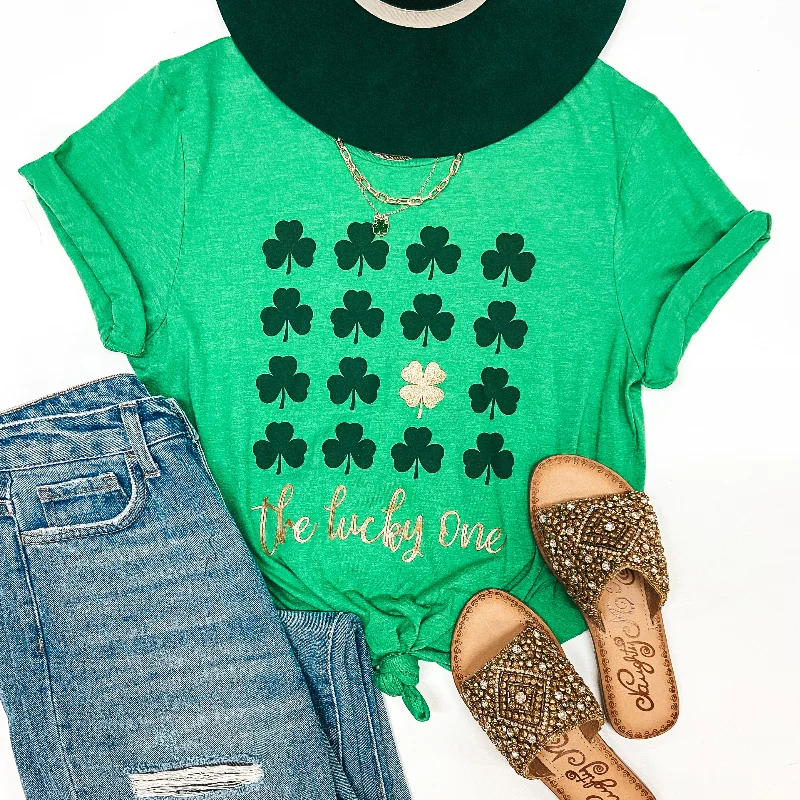 Women's Loose Fit T-Shirts-The Lucky Ones Clover Short Sleeve Tee Shirt in Green