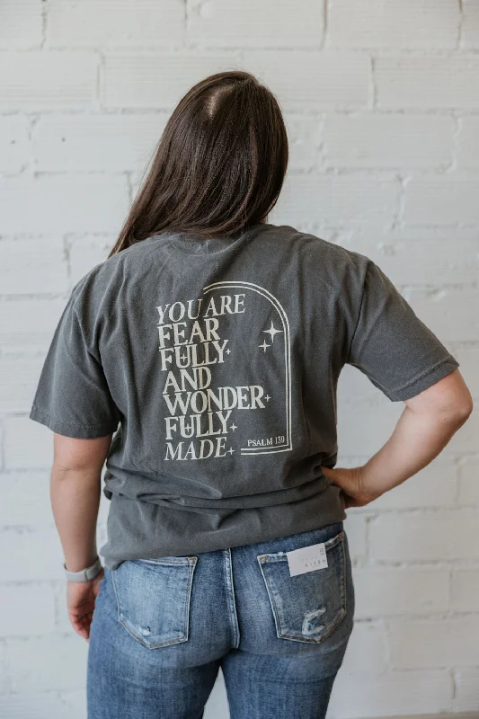 Women's Cotton T-Shirts-YOU ARE FEARFULLY & WONDERFULLY MADE GRAPHIC TEE