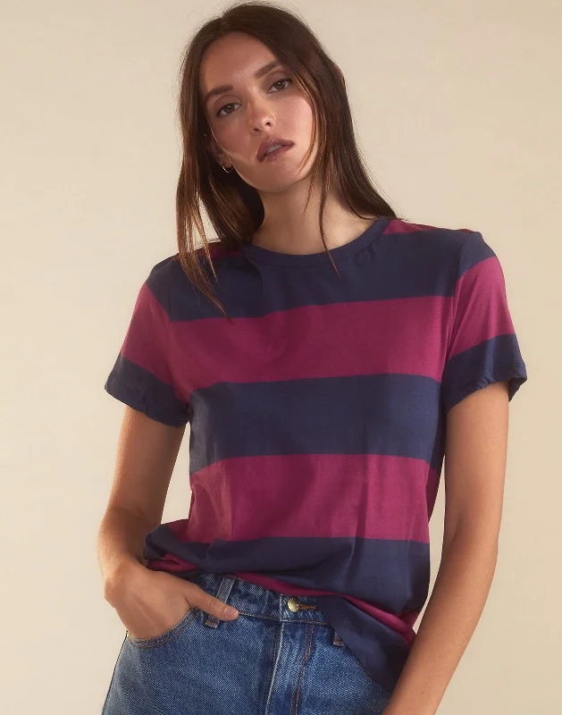 Women's Athletic Fit T-Shirts-Striped Tee