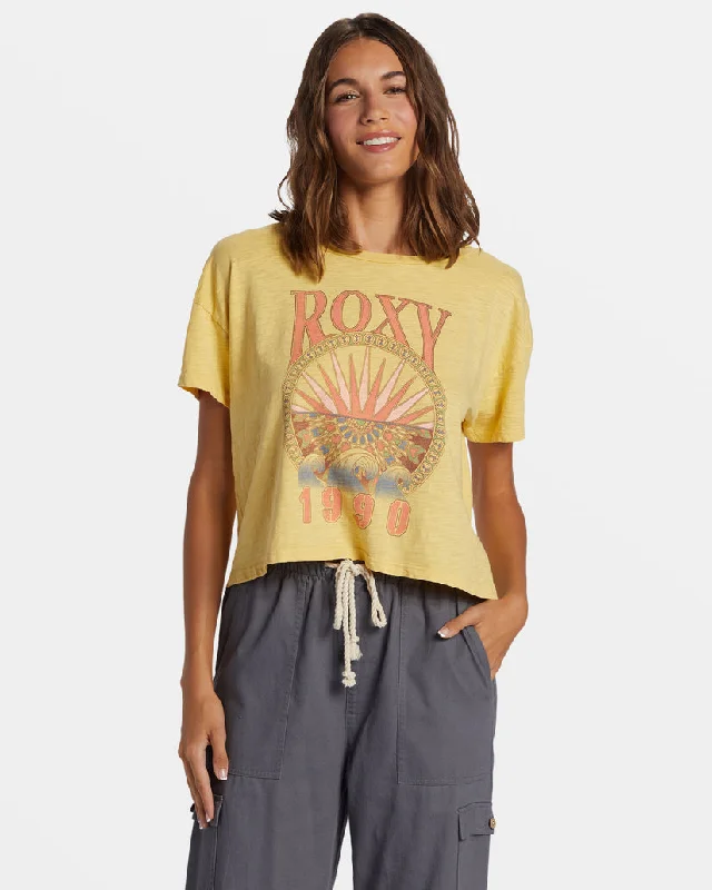 Women's Quick-Dry T-Shirts-Roxy Surfs Up Tee-Cornsilk