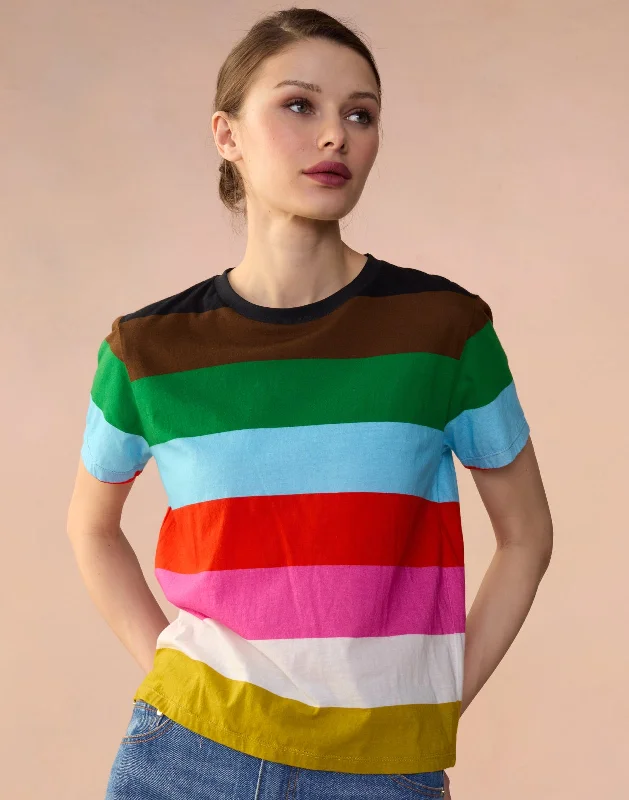 Women's Bold Print T-Shirts-Striped Tee