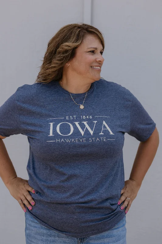 Women's Flutter Sleeve T-Shirts-IOWA THE HAWKEYE STATE GRAPHIC TEE