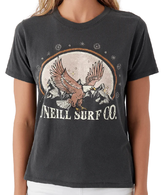 Women's Solid Color T-Shirts-O'Neill Vintage Eagle Tee-Washed Black