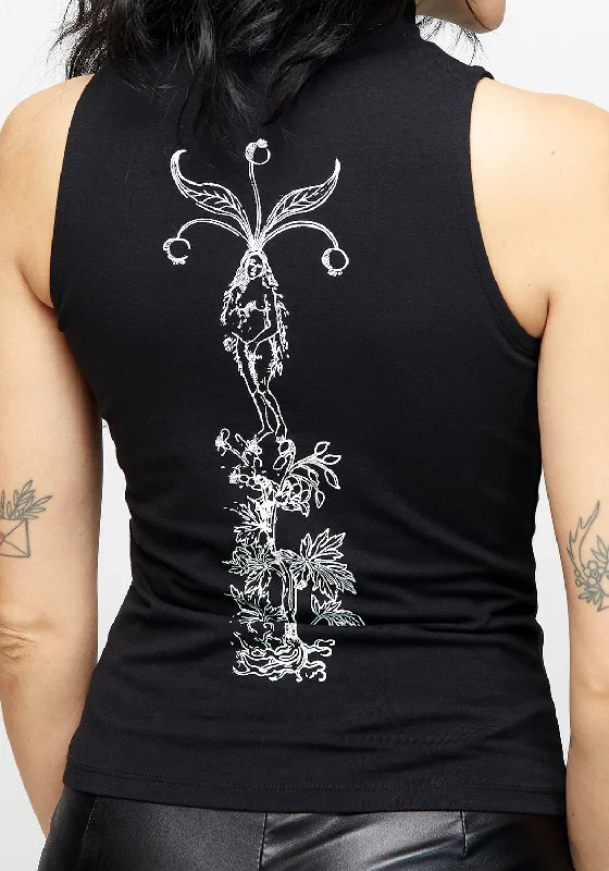 Women's Mineral Wash T-Shirts-Mandrake High Neck Sleeveless Tee