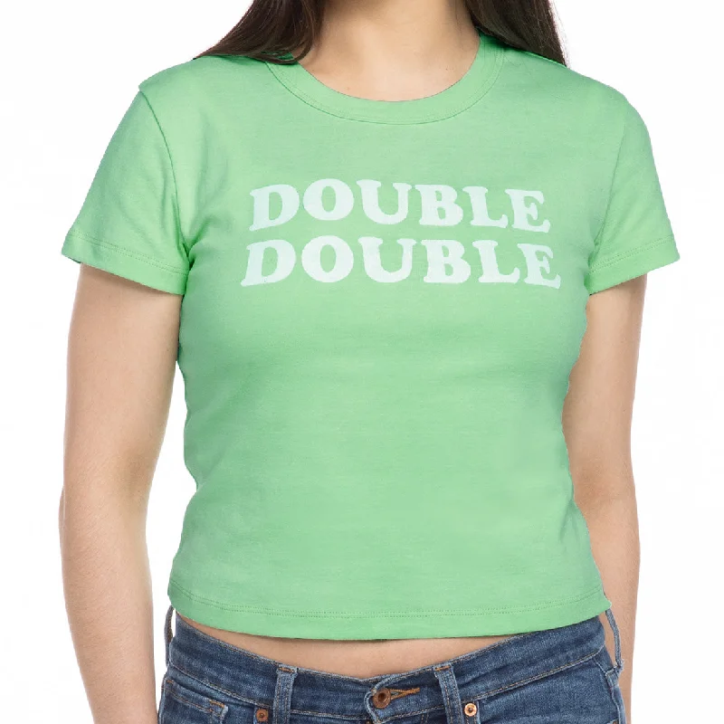 Women's Animal Graphic T-Shirts-MINT CROPPED DOUBLE DOUBLE TEE