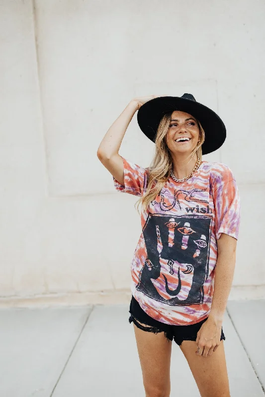 Women's Cap Sleeve T-Shirts-Wish Concert Tie Dye Tee - FINAL SALE