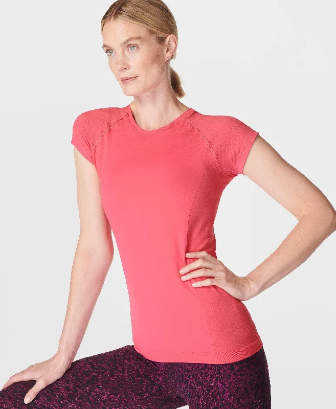 Women's Eco-Friendly T-Shirts-Athlete Seamless Workout T-shi Sb6546 Sweet-Pink