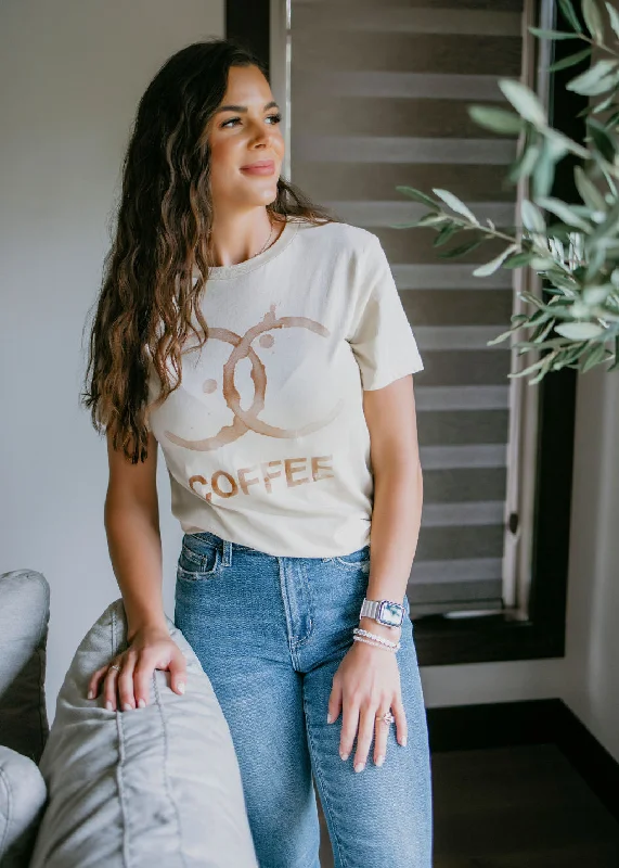 Women's Flowy T-Shirts-Coffee Stain Graphic Tee