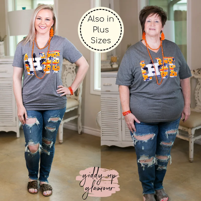 Women's Tie-Dye T-Shirts-Handmade | Astros Love Short Sleeve Tee Shirt in Heather Grey