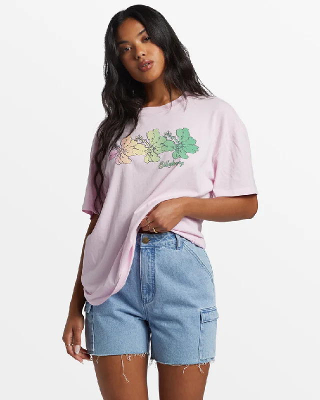 Women's Split Hem T-Shirts-Billabong Aloha All Day Tee-Sweet Pink