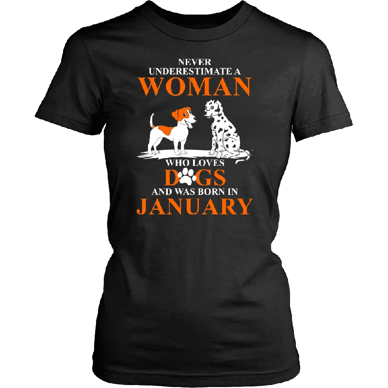 Women's Slim Fit T-Shirts-Never Underestimate A Woman Who Loves Dogs