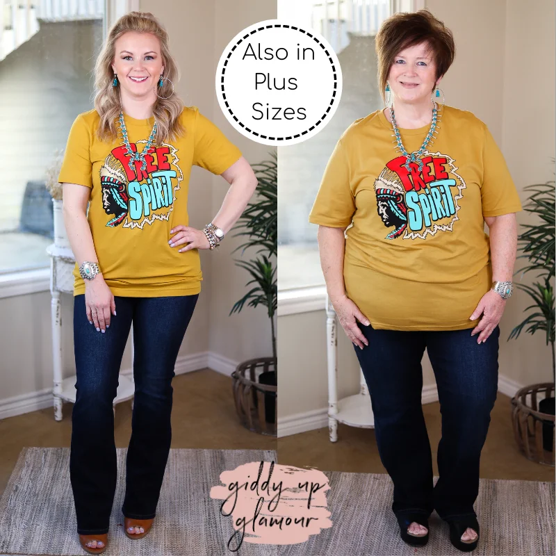 Women's Soft T-Shirts-Last Chance Size XL | Free Spirit Vintage Western Short Sleeve Tee Shirt in Mustard Yellow