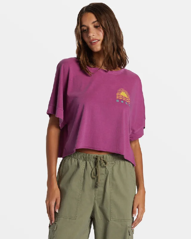 Women's Slim Fit T-Shirts-Roxy Sun Spun Tee-Wild Aster