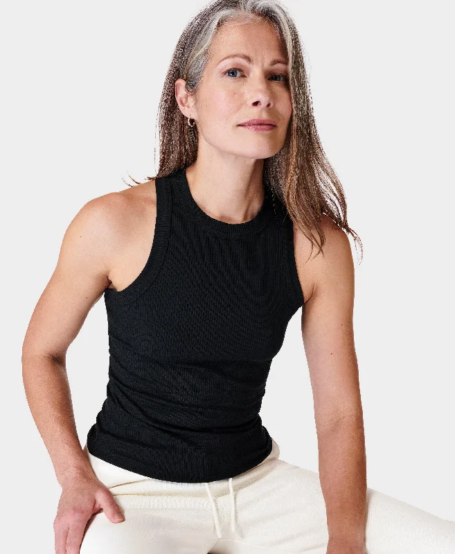 Women's Tunic Length T-Shirts-Harper Racer Tank Top Sb9700 Black