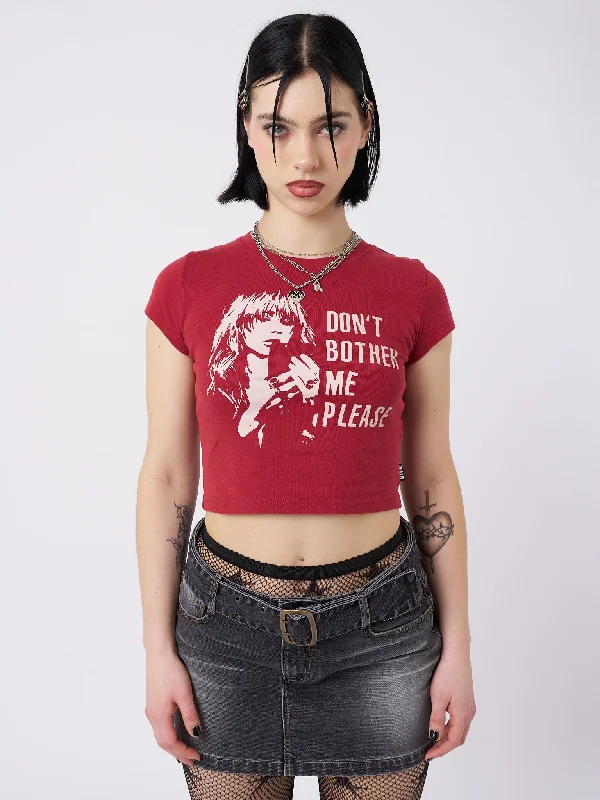 Women's Festival T-Shirts-Don't Bother Me Plz Red Baby Tee