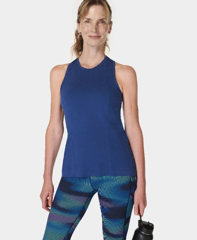 Women's Cutout T-Shirts-Athlete Seamless Featherweight Sb9451 Flux-Blue