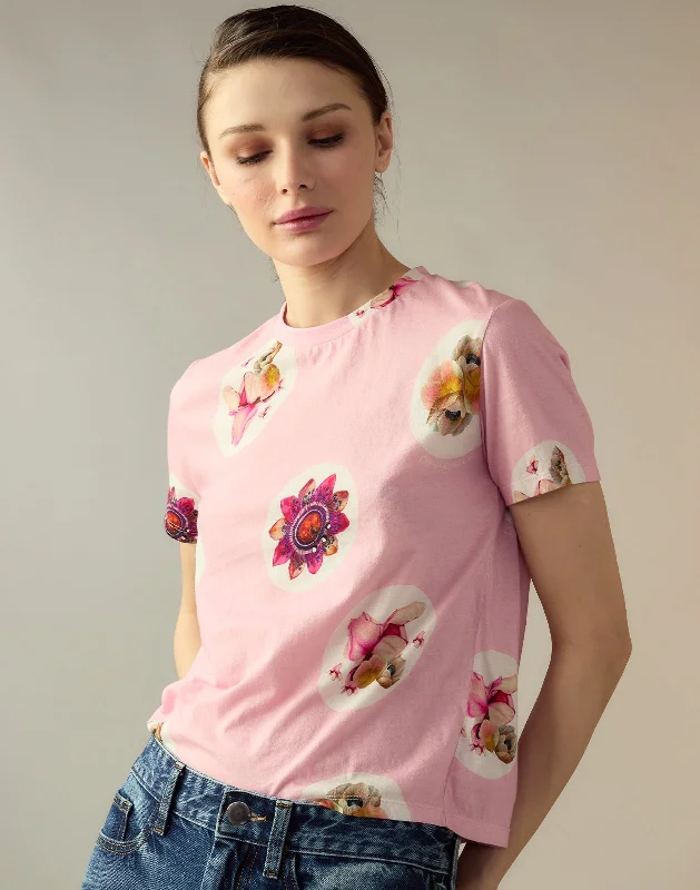 Women's Cinched Waist T-Shirts-Bloom Tee