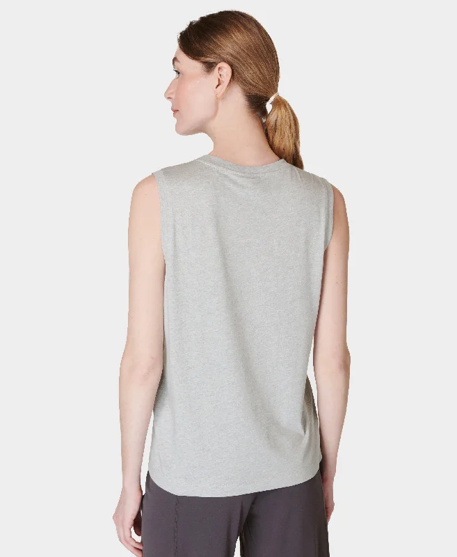 Women's Tribal Print T-Shirts-Essential Sleeveless Tank Sb9699b Light-Grey-Marl