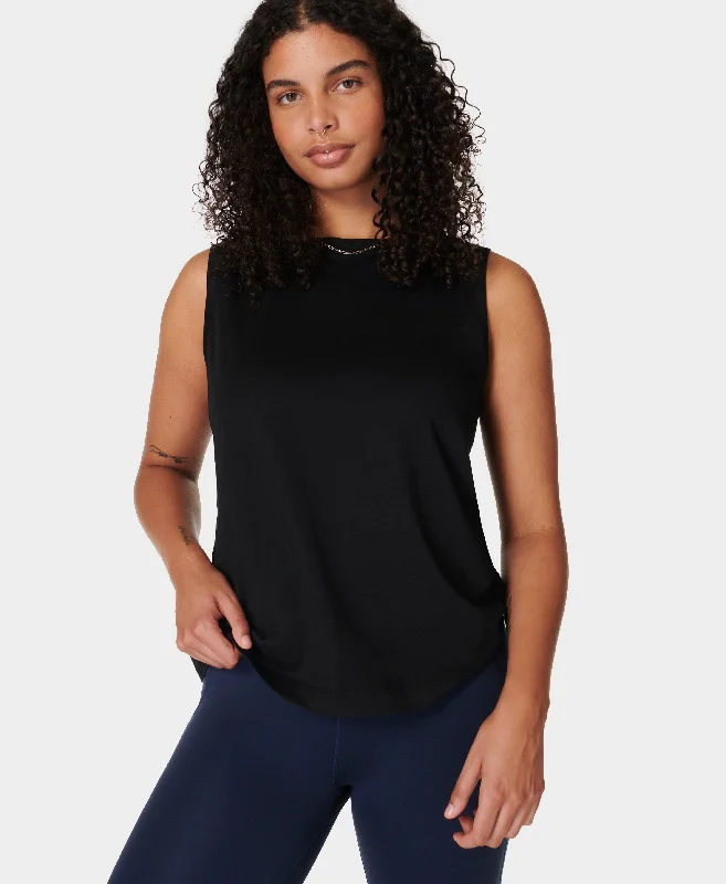 Women's Travel T-Shirts-Essential Sleeveless Tank Sb9699 Black