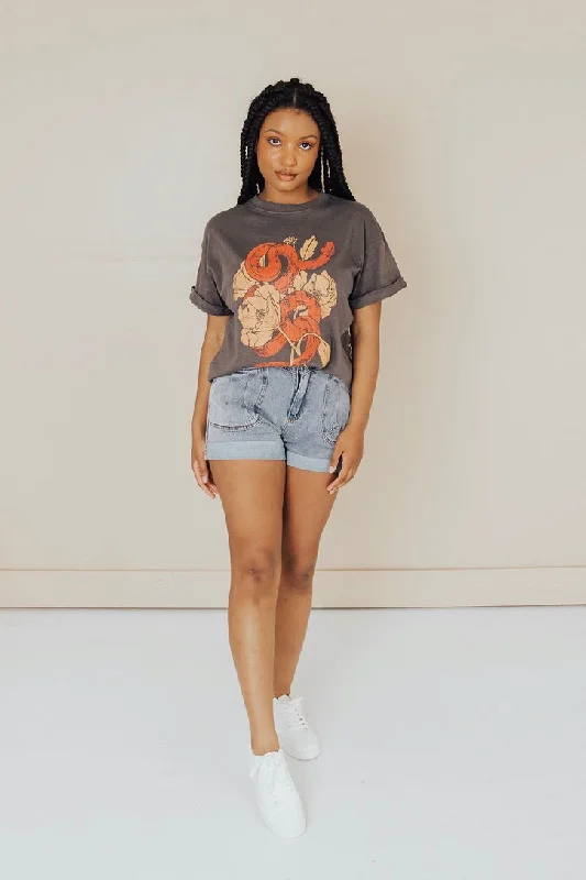 Women's Crop T-Shirts-Poppy Snake Graphic Tee - FINAL SALE