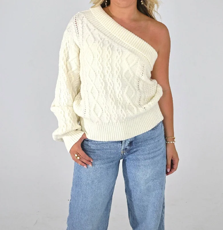 Women's Ribbed Pullovers-Chloe Knit Sweater In Ivory