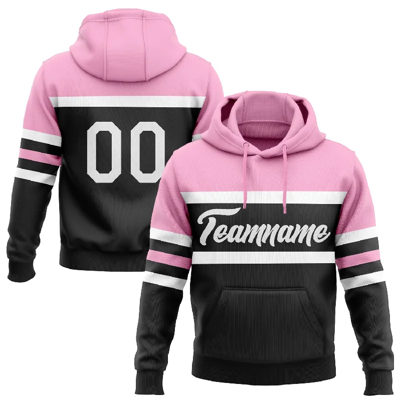 Women's Shimmer Hoodies-Custom Stitched Black White-Light Pink Line Sports Pullover Sweatshirt Hoodie