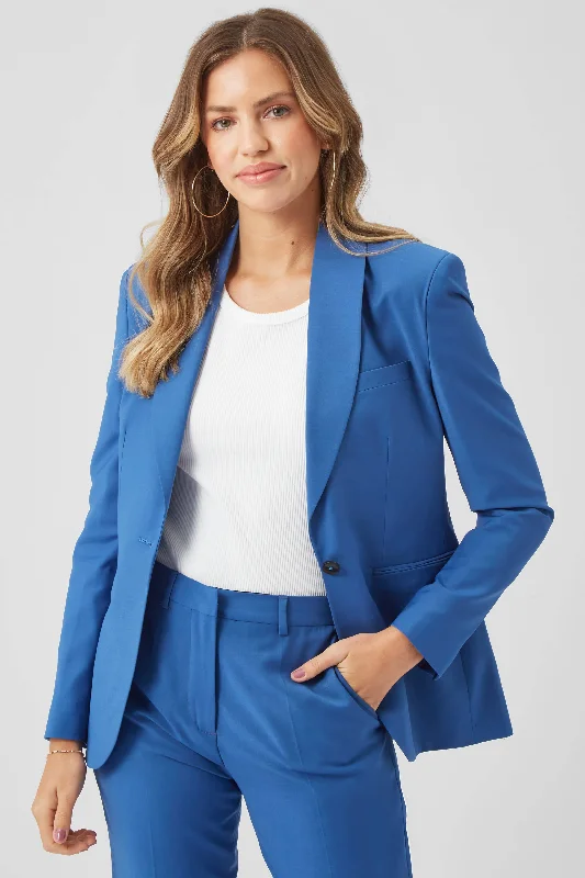 Women's Trucker Jackets-Ellroy Skinny Fit French Blue Wool Jacket