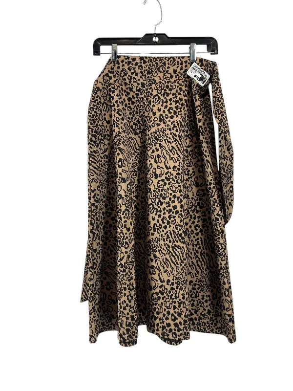 Women's Fringe Pleated Skirts-Skirt Midi By Clothes Mentor In Animal Print, Size: M