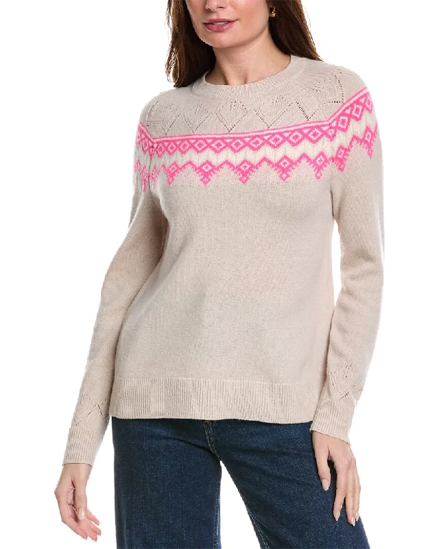 Women's Slit Pleated Pullovers-Sail to Sable Fairisle Wool & Cashmere-Blend Sweater