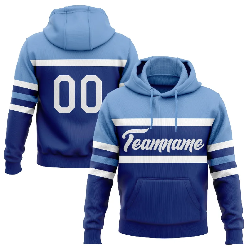 Women's Outdoor Hoodies-Custom Stitched Royal White-Light Blue Line Sports Pullover Sweatshirt Hoodie