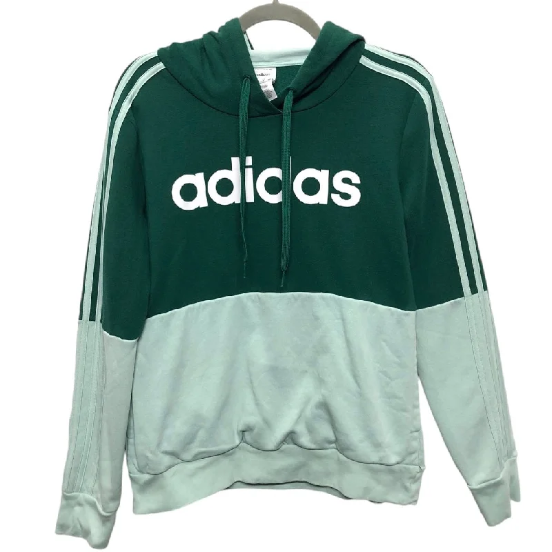 Women's Jewel Tone Sweatshirts-Athletic Sweatshirt Hoodie By Adidas In Green, Size: M