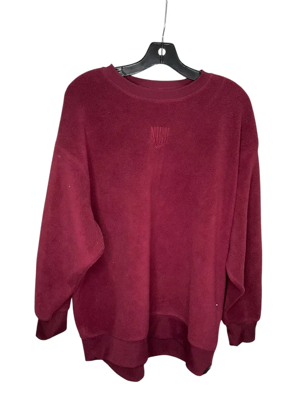 Women's Distressed Sweatshirts-Sweatshirt Crewneck By Nike In Red, Size: L