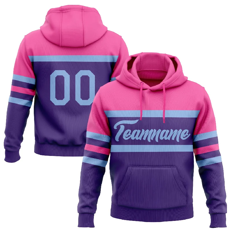 Women's Multicolor Hoodies-Custom Stitched Purple Light Blue-Pink Line Sports Pullover Sweatshirt Hoodie