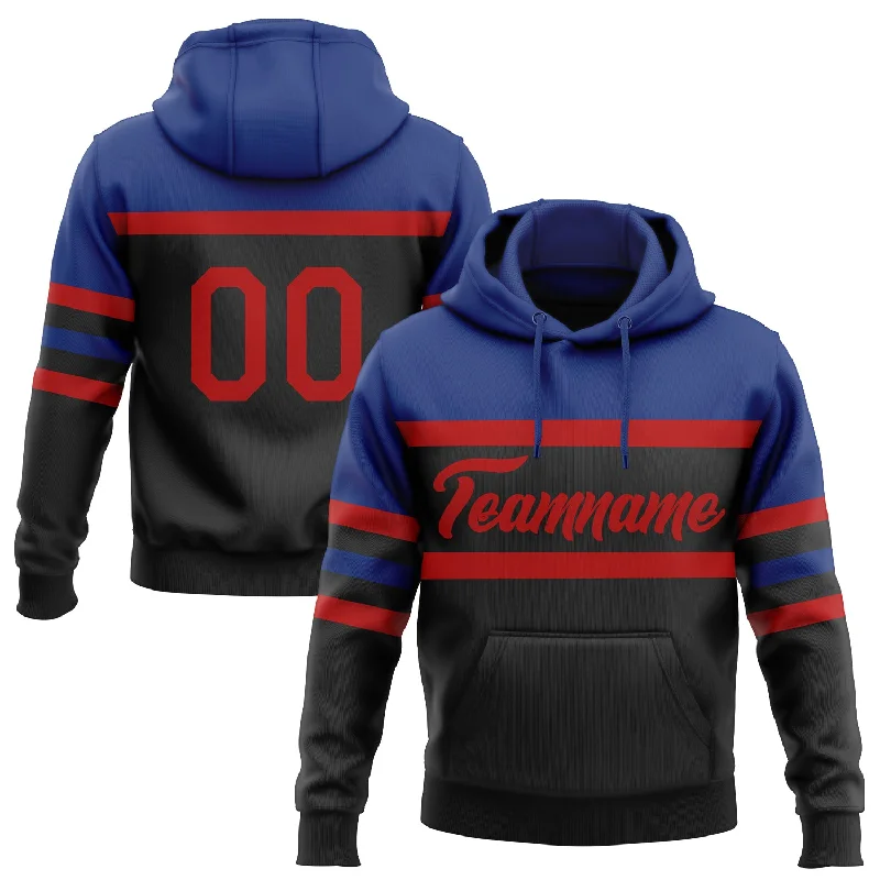 Women's Workout Hoodies-Custom Stitched Black Red-Royal Line Sports Pullover Sweatshirt Hoodie