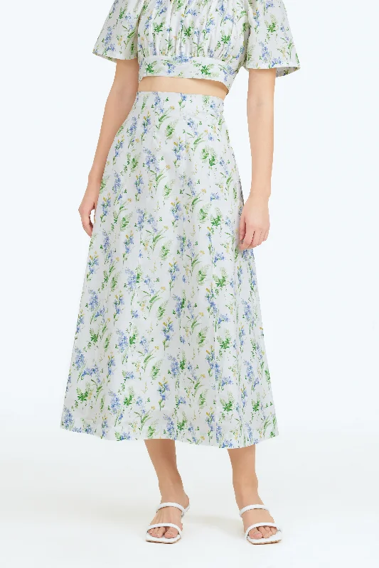 Women's Faux Leather Skirts-Anastasia Floral Cotton Midi Skirt