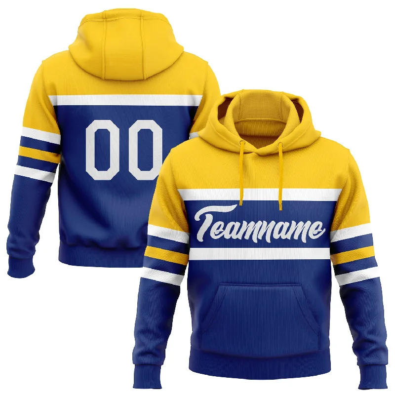 Women's Pajama Hoodies-Custom Stitched Royal White-Yellow Line Sports Pullover Sweatshirt Hoodie