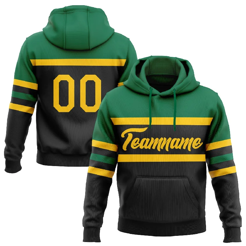 Women's Structured Fit Hoodies-Custom Stitched Black Yellow-Kelly Green Line Sports Pullover Sweatshirt Hoodie