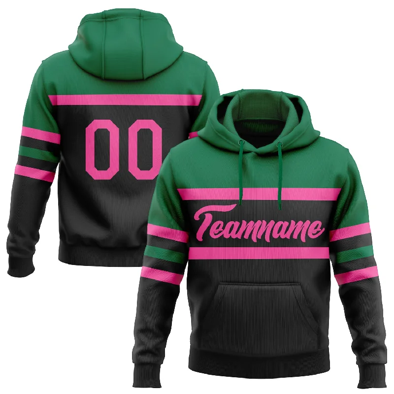 Women's Subtle Color Hoodies-Custom Stitched Black Pink-Kelly Green Line Sports Pullover Sweatshirt Hoodie