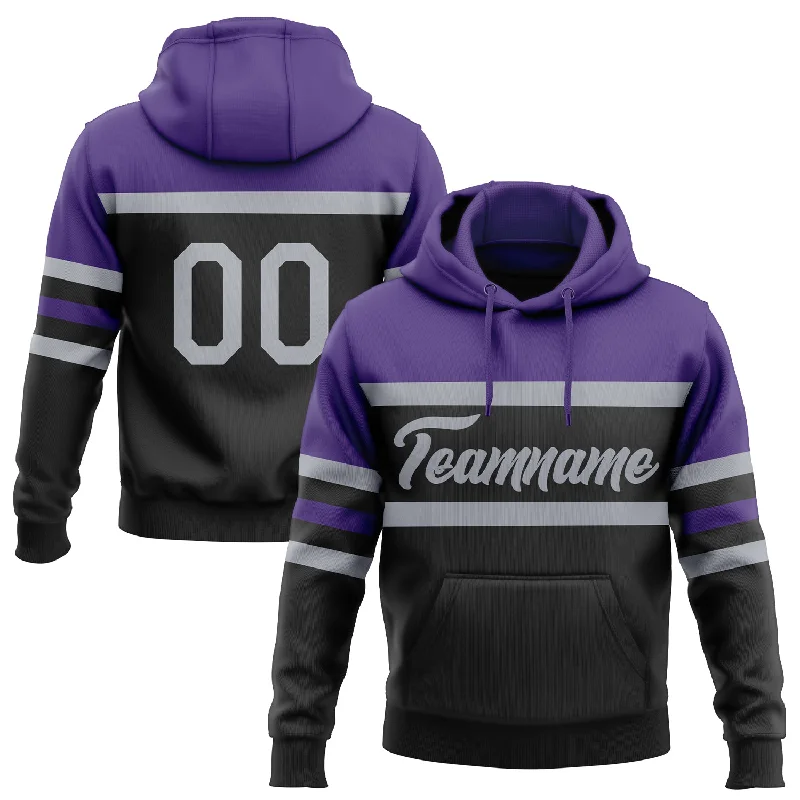 Women's Tie Front Hoodies-Custom Stitched Black Gray-Purple Line Sports Pullover Sweatshirt Hoodie