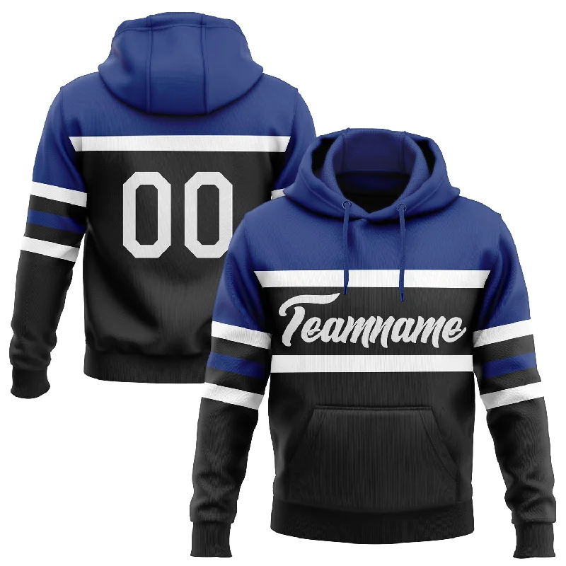 Women's Zip-Up Hoodies-Custom Stitched Black White-Royal Line Sports Pullover Sweatshirt Hoodie